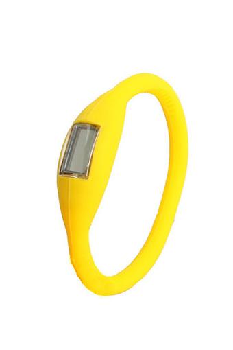 Unisex Yellow Sports Digital Silicone Rubber Jelly Anion Bracelet Wrist Watch  