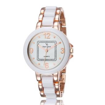 V6 Indie Pop Ceramics Strap Watch (rose gold and white) - Intl  