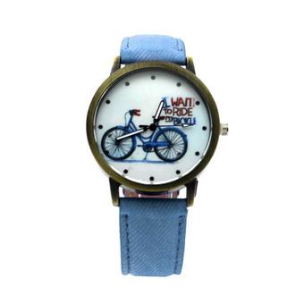 Vanker Cartoon Watch Quartz Time Pointer PU Leather Wristwatch (Blue)  