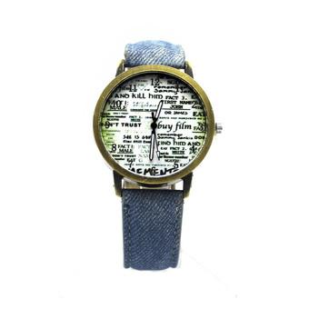 Vanker Graffiti Print Quartz Pointer PU Leather Band Wristwatch (Blue)  