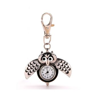 Velishy Pocket Chain Watch Quartz Silver Owl Silver (Intl)  