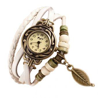 Vintage Jam Tangan Gelang Kulit - Putih  