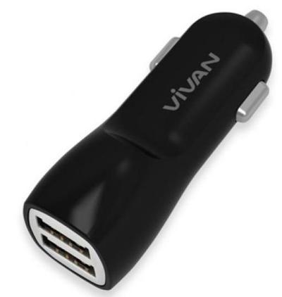 Vivan Car Charger CC02B 2.1A/1A USB Dual Black