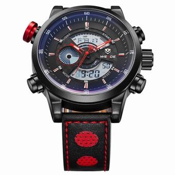 WEIDE Jam Tangan Pria - Leather Strap - Red - WD3401B  
