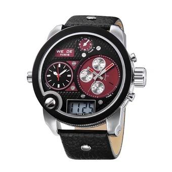 WEIDE Luxury Analog & Digital Sport Watch Fashion Big Dial Leather Strap Wristwatch (Red) - Intl  