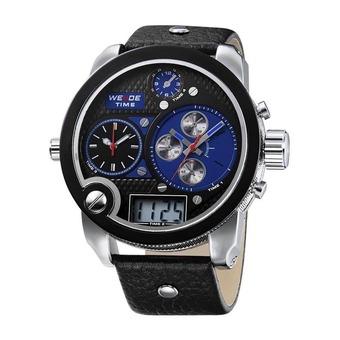 WEIDE Luxury Analog & Digital Sport Watch Fashion Big Dial Leather Strap Wristwatch (Blue) - Intl  