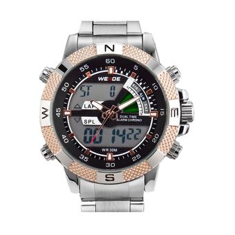WEIDE Men's Double Time LCD Digital Analog Silver Stainless Steel Sport Watch - Intl  