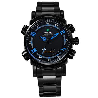 WEIDE Men's Dual Time Digital LED Display Waterproof Stainless Steel Sports Watch (Blue) (Intl)  