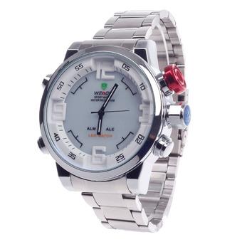 WEIDE WH-2309 Quartz & LED Electronics Dual Time Display Men's Wrist Watch Silver (Intl)  