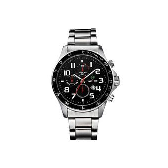 WEIDE WH3308 Men's Sports Waterproof Stainless Steel Strap Quartz Watch(Silver+Black)  