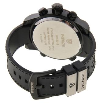 WEIDE WH3315 Digital LCD Analog Dual Time Date Display Wristwatch 30m Waterproof PU Rubber Strap Quartz Sport Watch for Men (Black + Red)  