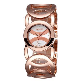 WEIQIN Brand Luxury Women Watches Fashion Quartz Watch Hollow Bracelet Band Wristwatches??White Rose-gold  