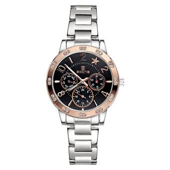 WEIQIN Brand waterproof watch fashion personality really three stainless steel watchband Mens Watch-Silver Gold Black (Intl)  