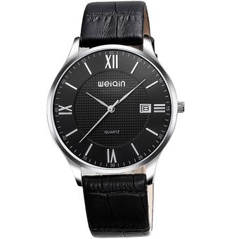 WEIQIN Men Fashion Casual Watch PU Leather Band Wristwatch Black WQ009-01- Intl  
