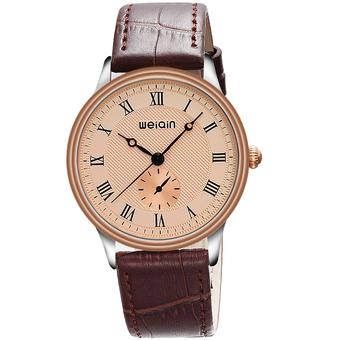 WEIQIN Men Fashion Casual Watch PU Leather Band Wristwatch Brown WQ010-3- Intl  