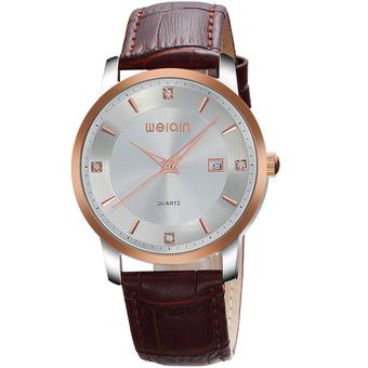 WEIQIN Men Fashion Casual Watch PU Leather Band Wristwatch Brown WQ013-03- Intl  