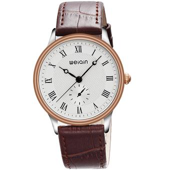 WEIQIN Men Fashion Casual Watch PU Leather Band Wristwatch Brown WQ010-03- Intl  