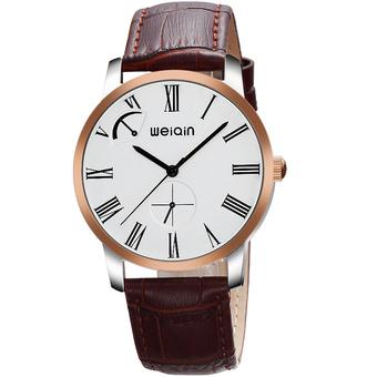 WEIQIN Men Fashion Casual Watch PU Leather Band Wristwatch Brown WQ011-03- Intl  