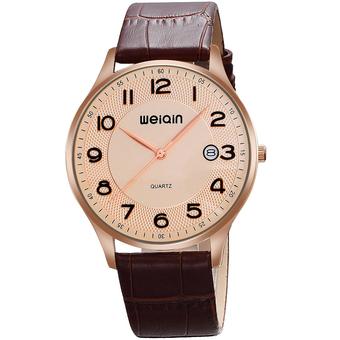 WEIQIN Men Fashion Casual Watch PU Leather Band Wristwatch Brown WQ008-03- Intl  