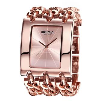 WEIQIN Square Dial Crystal Bracelet Ladies Fashion Bangle Dress Women quartz Watch silver gold (Intl)  