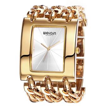 WEIQIN Square Dial Crystal Bracelet Ladies Fashion Bangle Dress Women quartz Watch gold (Intl)  