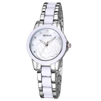 WEIQIN Woman Crystal Flower Hollow Analog Fashion Watch Women Ladies Dress Wristwatch silver (Intl)  
