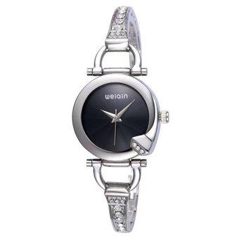 WEIQIN Women Fashion 25 Hour Analog Water Resistant Bangle Bracelet Ladies Watch Silver Black - Intl  