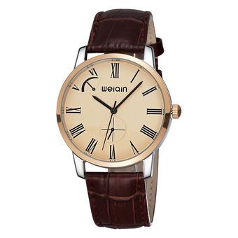 WEIQIN brand of high-grade leather men's leisure Mens Watch 5ATM waterproof watch-Coffee Rose gold (Intl)  
