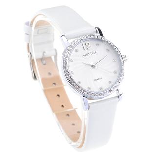 WESTCHI W3113LWE-1 Women's Fashion Rhinestone Inlaid Leather Band Waterproof Quartz Watch (1*LR626) - White  