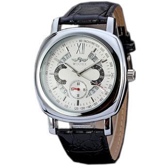 WINNER Calendar Automatic Mechanical Men Leather Strap Sport Watch White Dial WW096 (Intl)  