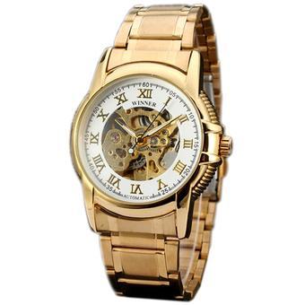 WINNER Luxury Rose Gold Steel Skeleton Automatic Mechanical Mens Wrist Watch WW298 (Intl)  