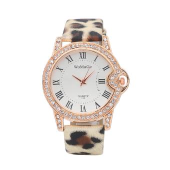 WOMAGE 733 Leopard Casual Watch for Women Dress Watches Crystal Dial Ladies Ear Shape Quartz Wrist Watch (Leopard Print)  - Intl  