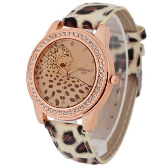 WOMAGE-A628 Hot-sale Leapard Diamond Wristwatch Quartz Leather Women Watch62813(White) (Intl)  