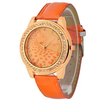 WOMAGE-A628 Hot-sale Leapard Diamond Wristwatch Quartz Leather Women Watch62806(Orange) (Intl)  