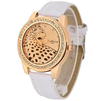 WOMAGE-A628 Hot-sale Leapard Diamond Wristwatch Quartz Leather Women Watch62801(White) (Intl)  
