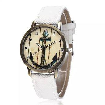 WOMAGE Arrow Bow Vintage Fashion Quartz Watch Women Casual PU Leather Straps Wrist Watches white (Intl)  