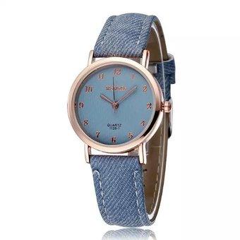 WOMAGE Blue Jeans Style Straps Women's Wrist Watch Alloy Case Analog Quartz Watches light blue (Intl)  