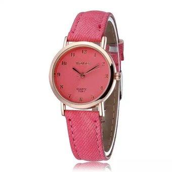 WOMAGE Blue Jeans Style Straps Women's Wrist Watch Alloy Case Analog Quartz Watches pink (Intl)  
