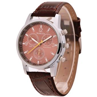 WOMAGE Fashion Triple Dials Quartz Men Watch Analog Leather Wristwatch 69701(Brown) (Intl)  