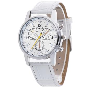 WOMAGE Fashion Triple Dials Quartz Men Watch Analog Leather Wristwatch 69701(White) (Intl)  