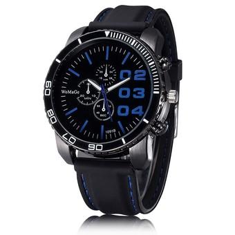 WOMAGE Men Luxury Silicone Strap Business Casual Boys Quartz Big Watches Wristwatch dark blue (Intl)  