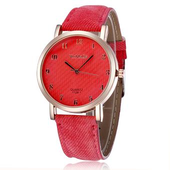 WOMAGE New Arrival Quartz Watch Women's Watch Fashion Casual Watch Leather Straps Wrist Watch-Red  