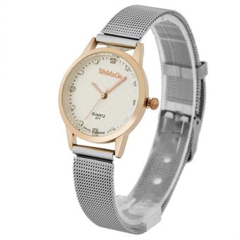 WOMAGE471 Gridding Alloy Diamonds Wristwatch Quartz Women Leather Watch 471-06 (Gold)  