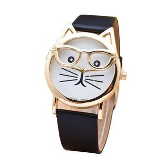 Watch - Cat Watch – Jam Tangan Analog - Glasses Motif - Hitam  