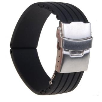 Waterproof Silicone Sports Watch Band Replacement Wrist Strap Bracelet Deployment Buckle 22mm  