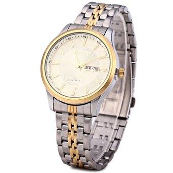 WeiQin 5076 Men Calendar Steel Luminous Analog Quartz Watch (Gold ) - Intl  
