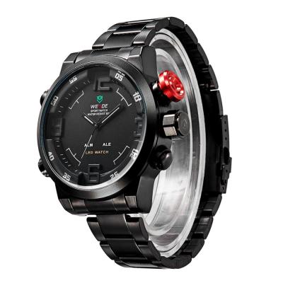 Weide Japan Quartz Miyota Men LED Sports Watch 30M Water Resistance - WH2309 - Black with White Side