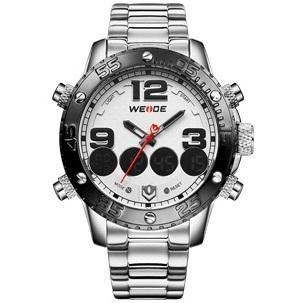 Weide Japan Quartz Stainless Strap Men Sports Watch 30M Water Resistance - WH3405 - White/Silver