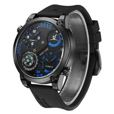 Weide Universe Series Dual Time Zone Compass 30M Water Resistance - UV1505 - Black/Blue