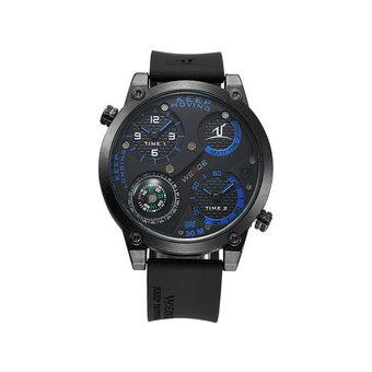 Weide Universe Series Jam Tangan Sport Pria Dual Time Compass UV1505 - Black/Blue  